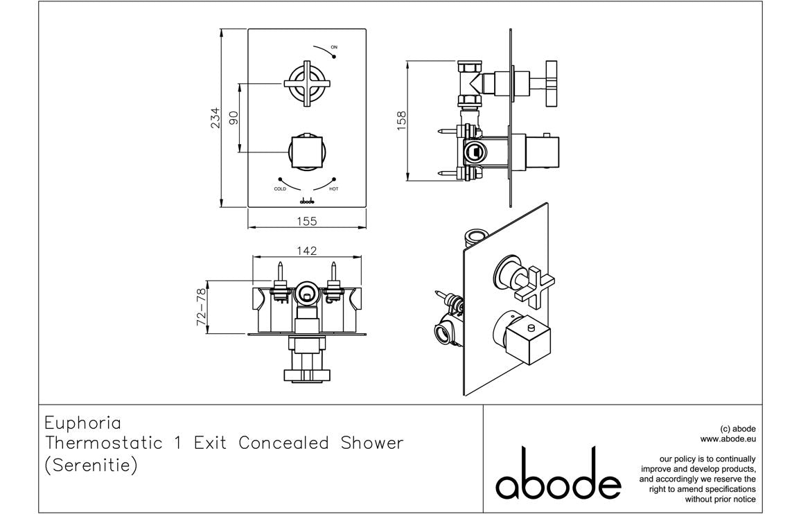 Abode Serenitie Concealed Shower (1 Exit) - Chrome - Hartley & Hall Bathrooms