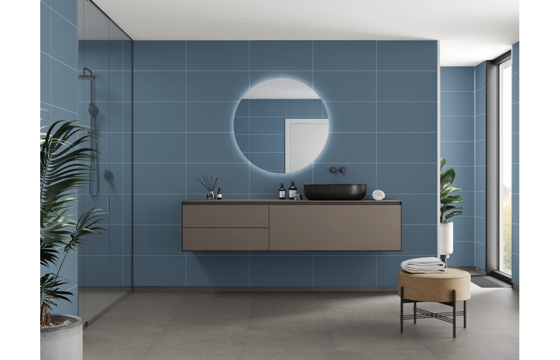 Fibo Contemporary - Dusty Blue (Tile Effect) - Hartley & Hall Bathrooms