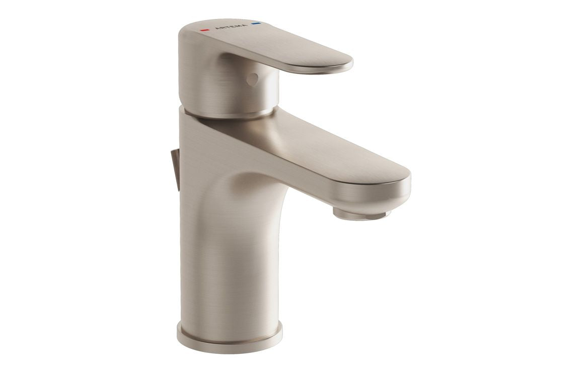 VitrA Root Round Compact Basin Mixer with waste Lever - Hartley & Hall Bathrooms