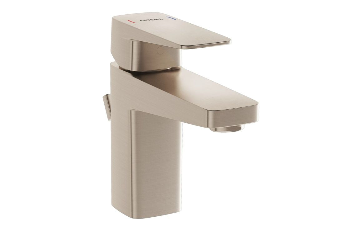 VitrA Root Square Compact Basin Mixer with waste Lever - Hartley & Hall Bathrooms