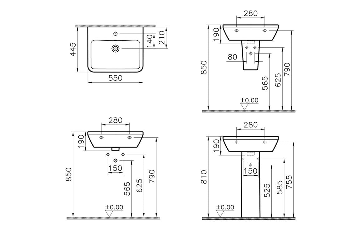 VitrA Integra 550x445mm 1TH Basin w/Overflow - Hartley & Hall Bathrooms