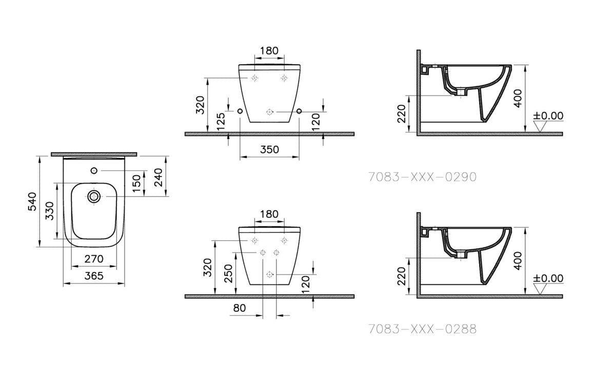 VitrA Integra Square Wall Hung Bidet - Hartley & Hall Bathrooms