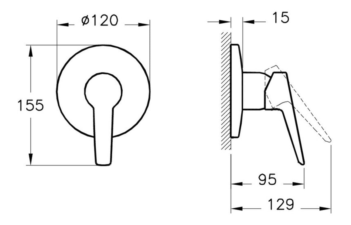 VitrA Solid S Wall Integrated Shower Mixer In Chrome - Hartley & Hall Bathrooms