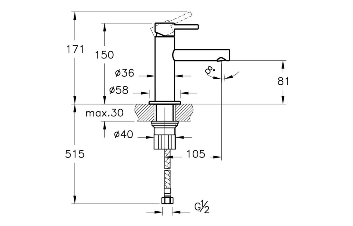 VitrA Origin Compact Basin Mixer - Hartley & Hall Bathrooms