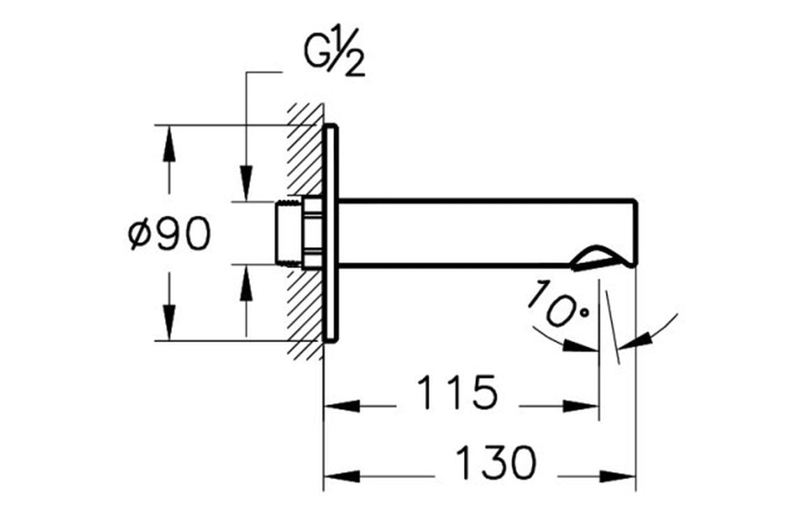 VitrA Origin Wall Mounted Bath Spout - Hartley & Hall Bathrooms