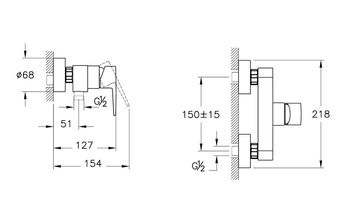 VitrA Flow Square Wall Mounted Shower Mixer - Hartley & Hall Bathrooms