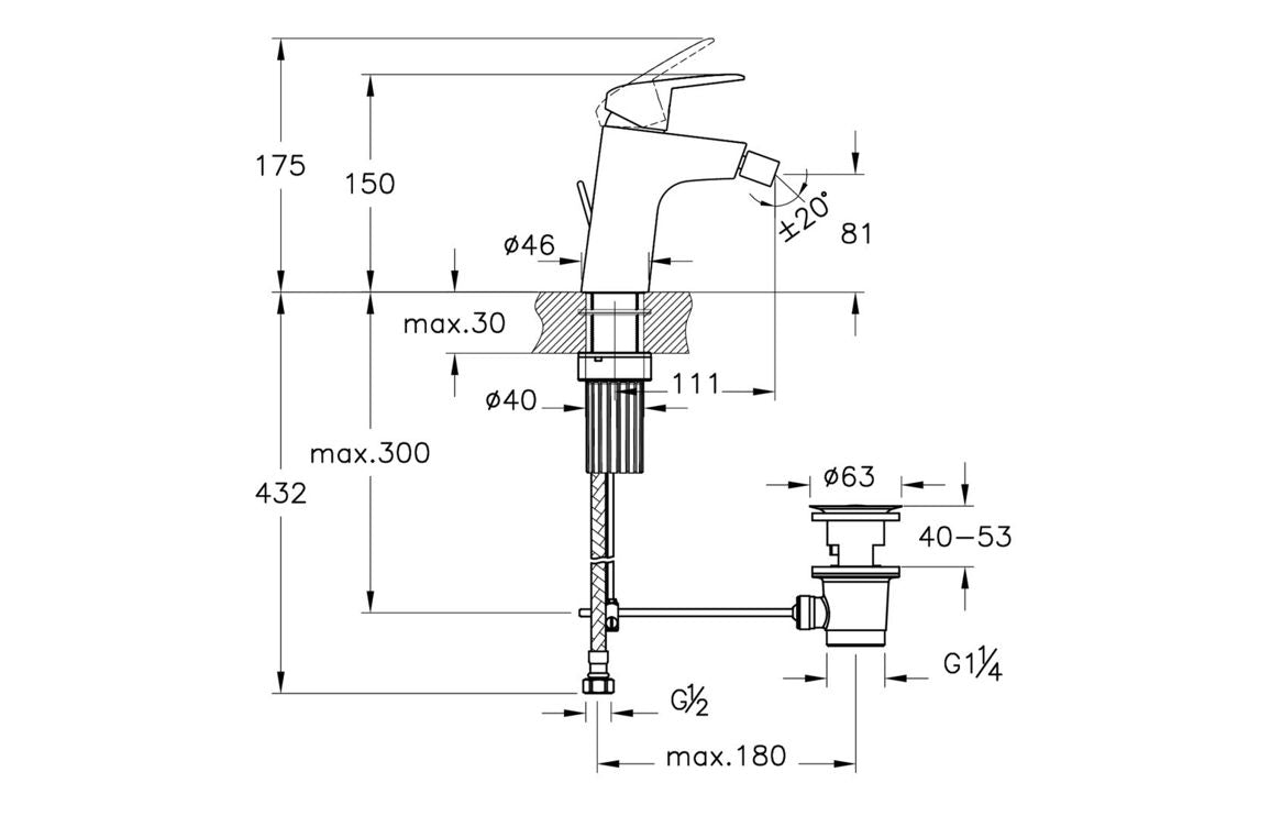 VitrA Flow Chrome Round Bidet Mixer - Hartley & Hall Bathrooms