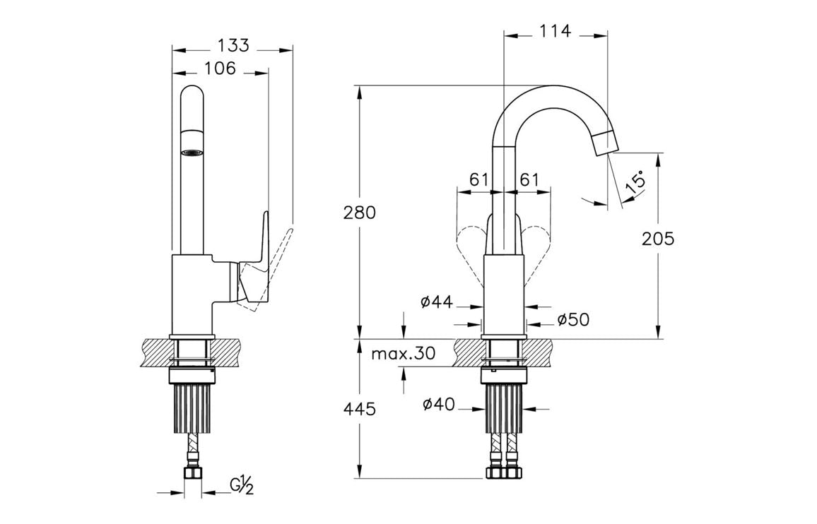 VitrA Flow Soft Swivel Basin Mixer - Hartley & Hall Bathrooms