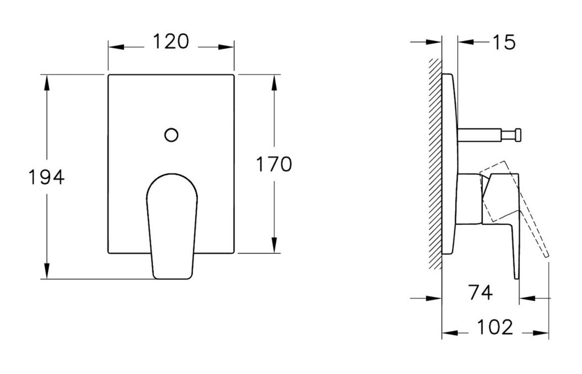 VitrA Flow Square Integrated Bath Mixer Valve - Hartley & Hall Bathrooms