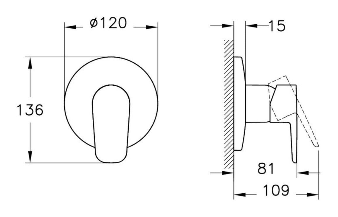 VitrA Flow Soft Integrated Shower Mixer Valve - Hartley & Hall Bathrooms
