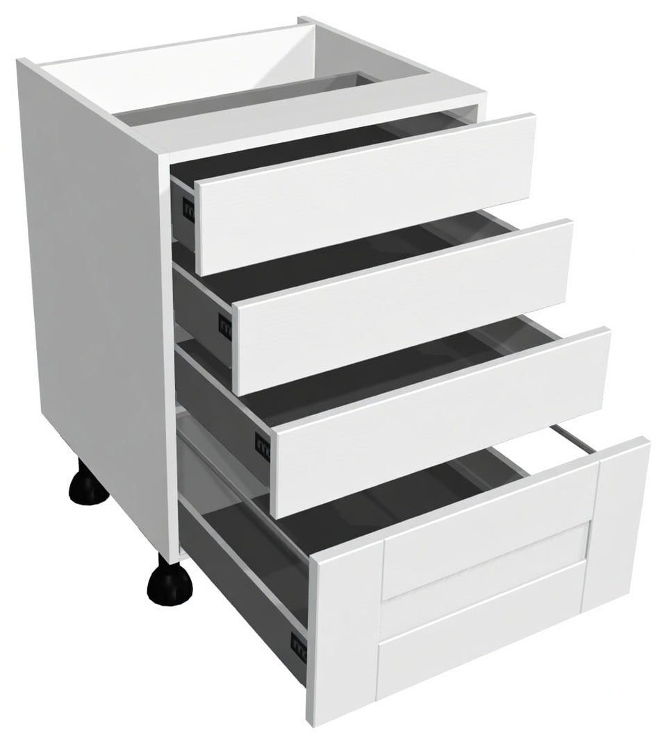 Vero Matt White 3 drawer and 1 Pan Drawer Pack Base Units - Hartley & Hall Bathrooms