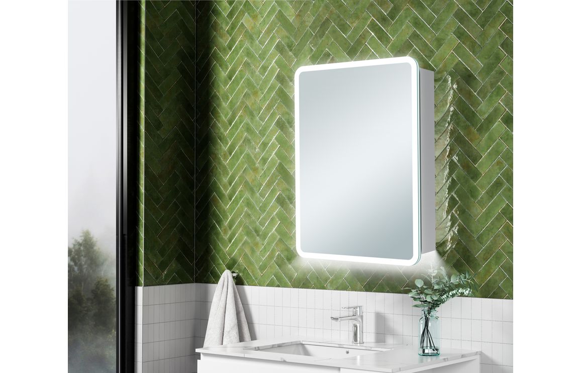 Akari 500mm 1 Door LED Mirrored Cabinet - Hartley & Hall Bathrooms