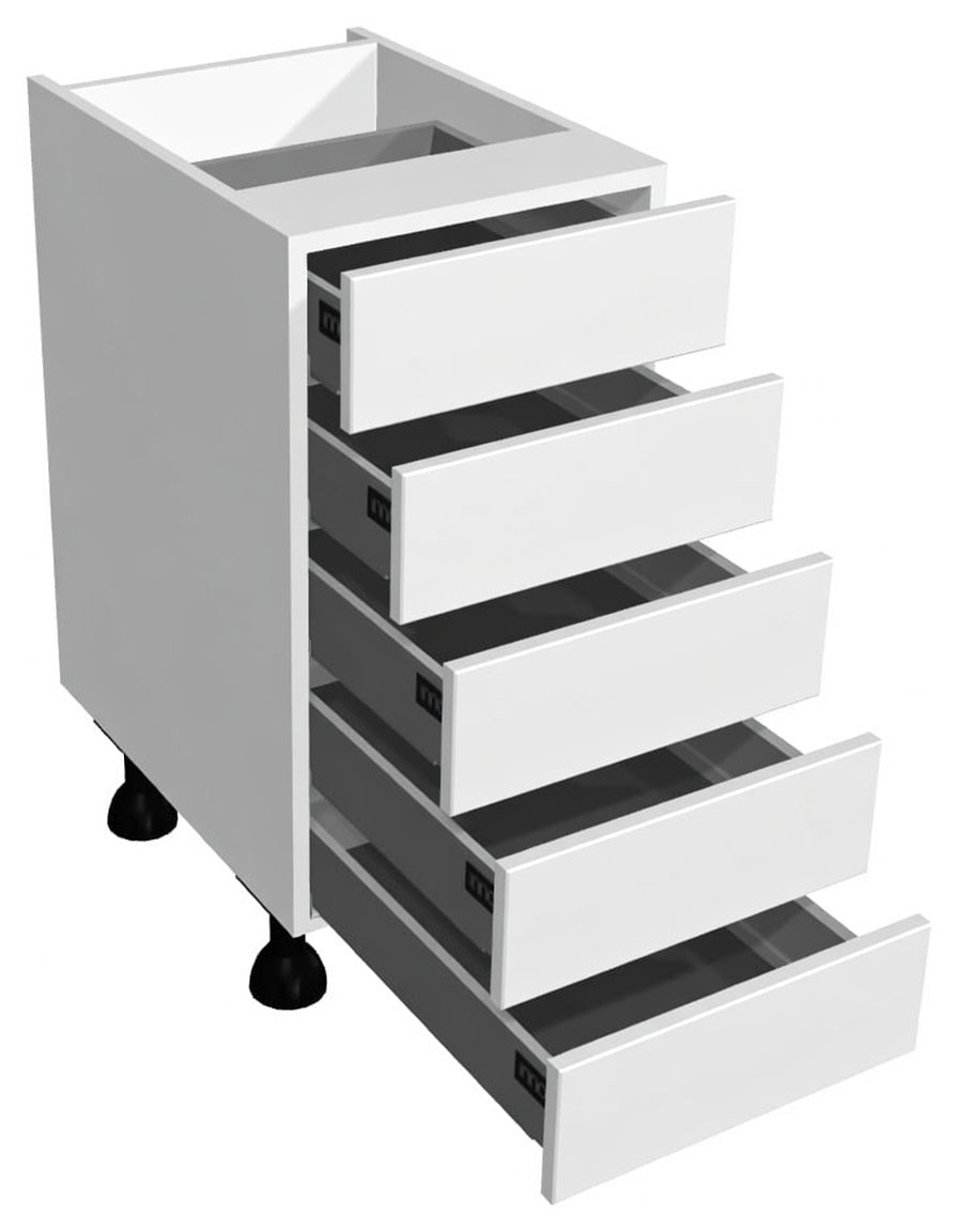 Vivo Matt White 5 Drawer Pack Base Units - Hartley & Hall Bathrooms