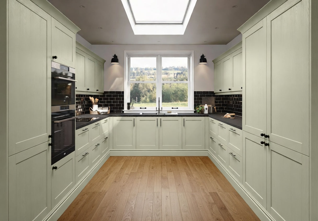 Rydal Sage Green Pelmets and Kickboard - Hartley & Hall Bathrooms