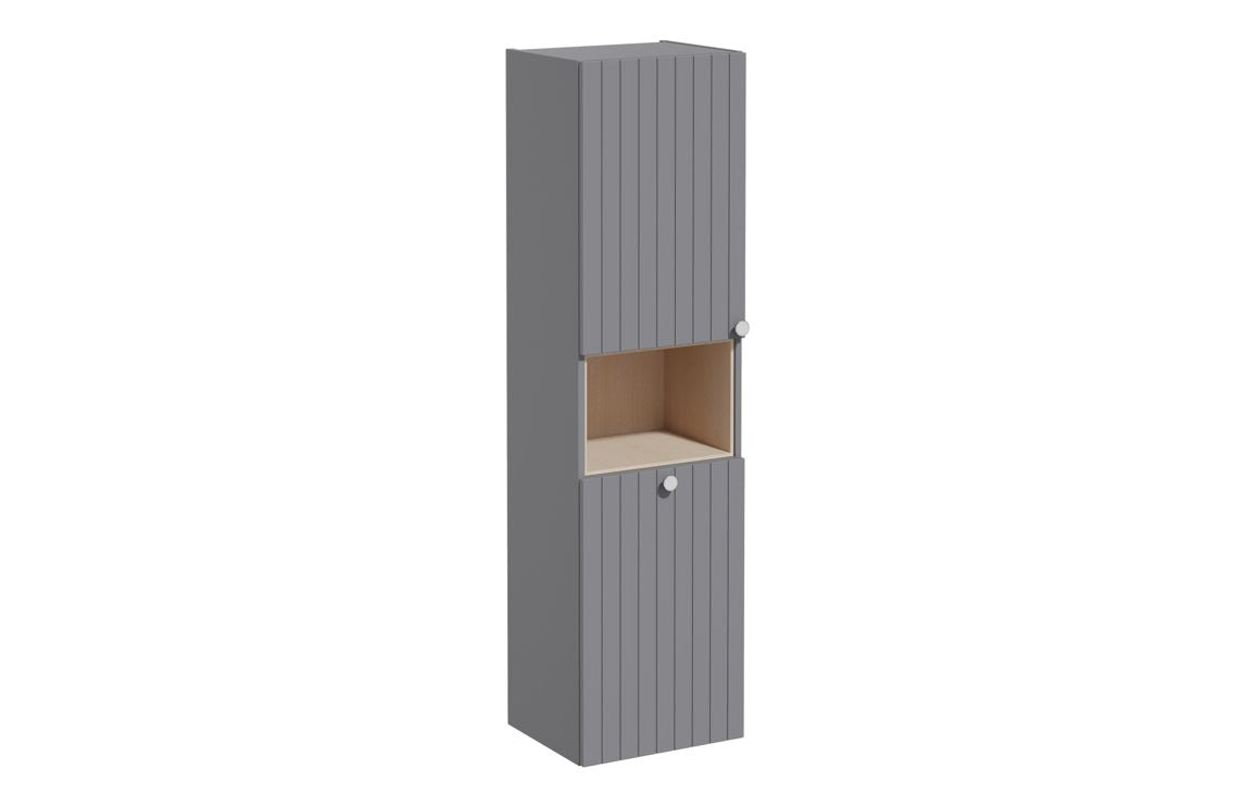 VitrA Root Groove 40cm 2 Door Semi-Tall Unit with Laundry Basket - Hartley & Hall Bathrooms
