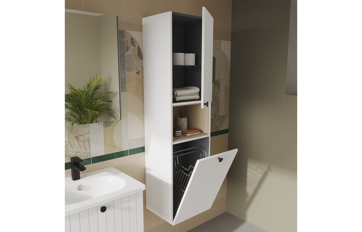 VitrA Root Groove 40cm 2 Door Semi-Tall Unit with Laundry Basket - Hartley & Hall Bathrooms