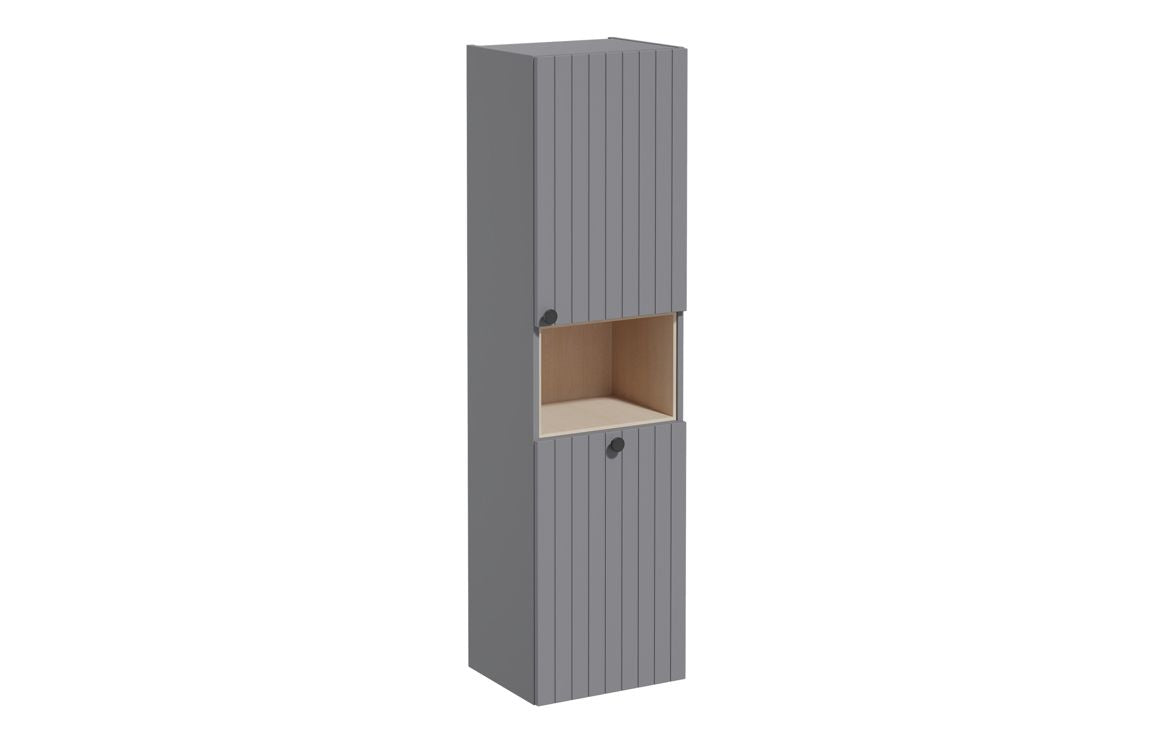 VitrA Root Groove 40cm 2 Door Semi-Tall Unit with Laundry Basket - Hartley & Hall Bathrooms