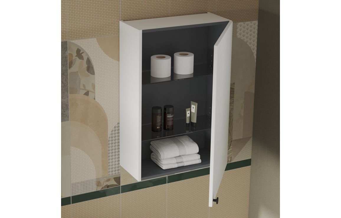 VitrA Root Groove 60cm 1 Door Upper Wall Unit - Hartley & Hall Bathrooms