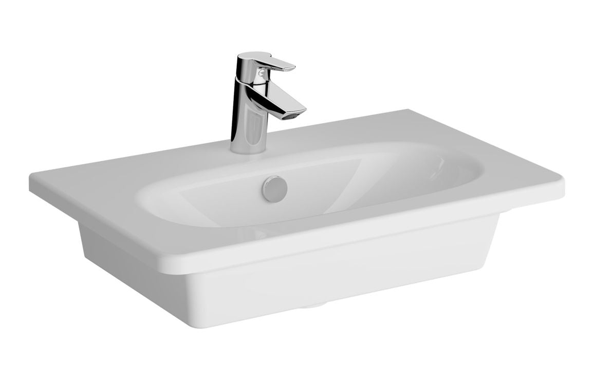 VitrA Zentrum 605x390mm 1TH Vanity Basin with Overflow - Hartley & Hall Bathrooms