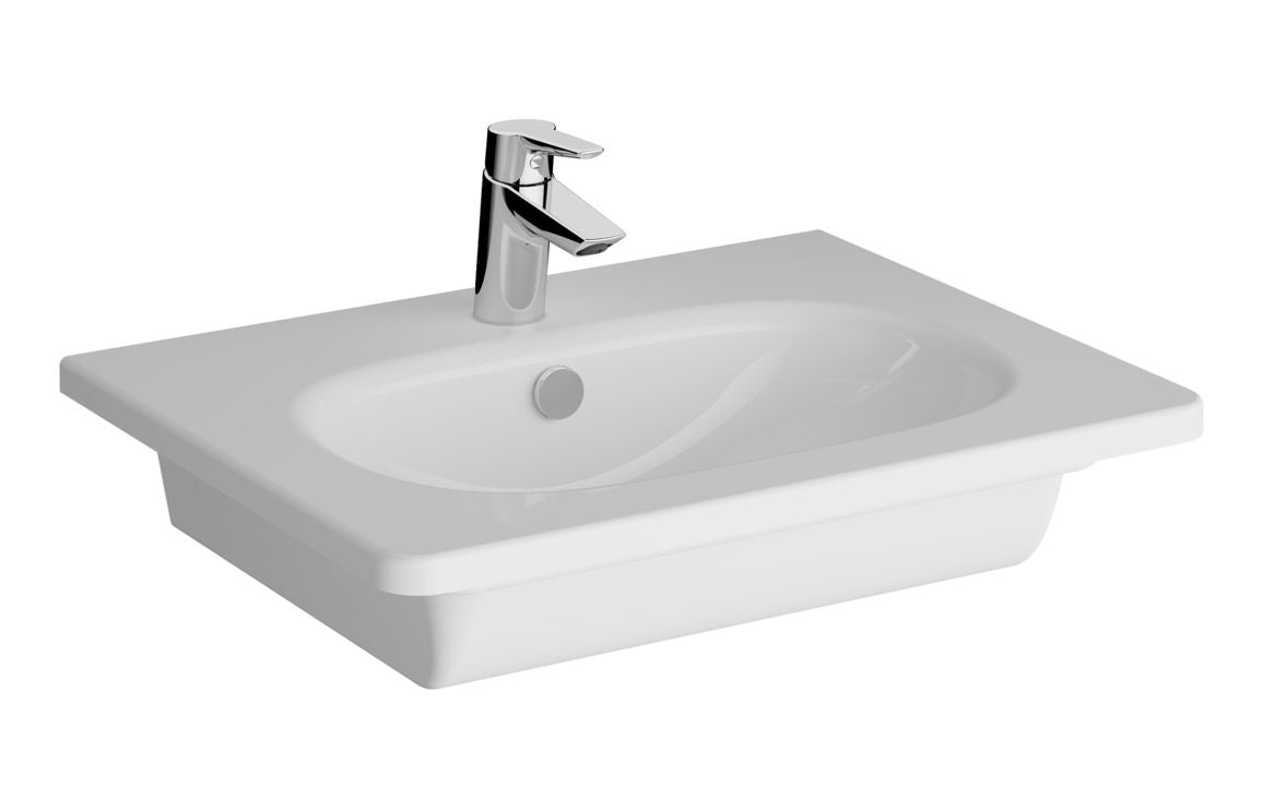 VitrA Zentrum 600x460mm 1TH Vanity Basin with Overflow - Hartley & Hall Bathrooms