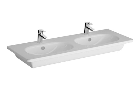 VitrA Zentrum 1200x460mm 2TH Vanity Basin with Overflow - Hartley & Hall Bathrooms