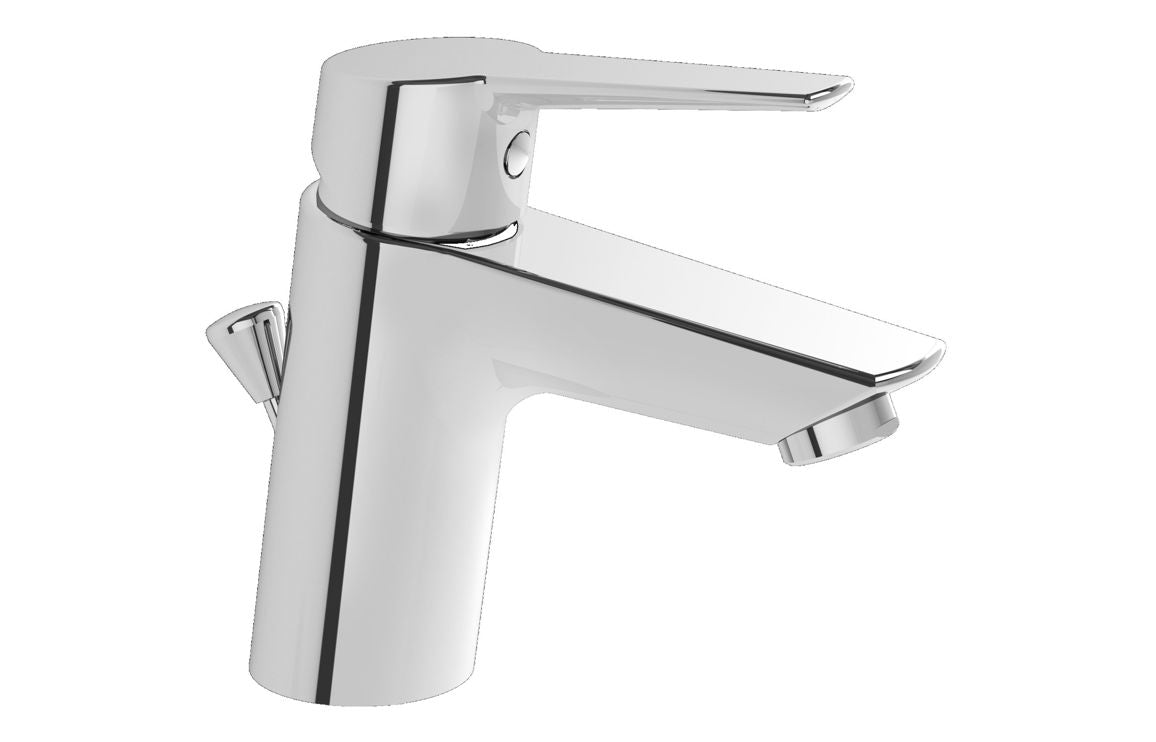 VitrA Solid S Basin Mixer with waste Lever In Chrome - Hartley & Hall Bathrooms