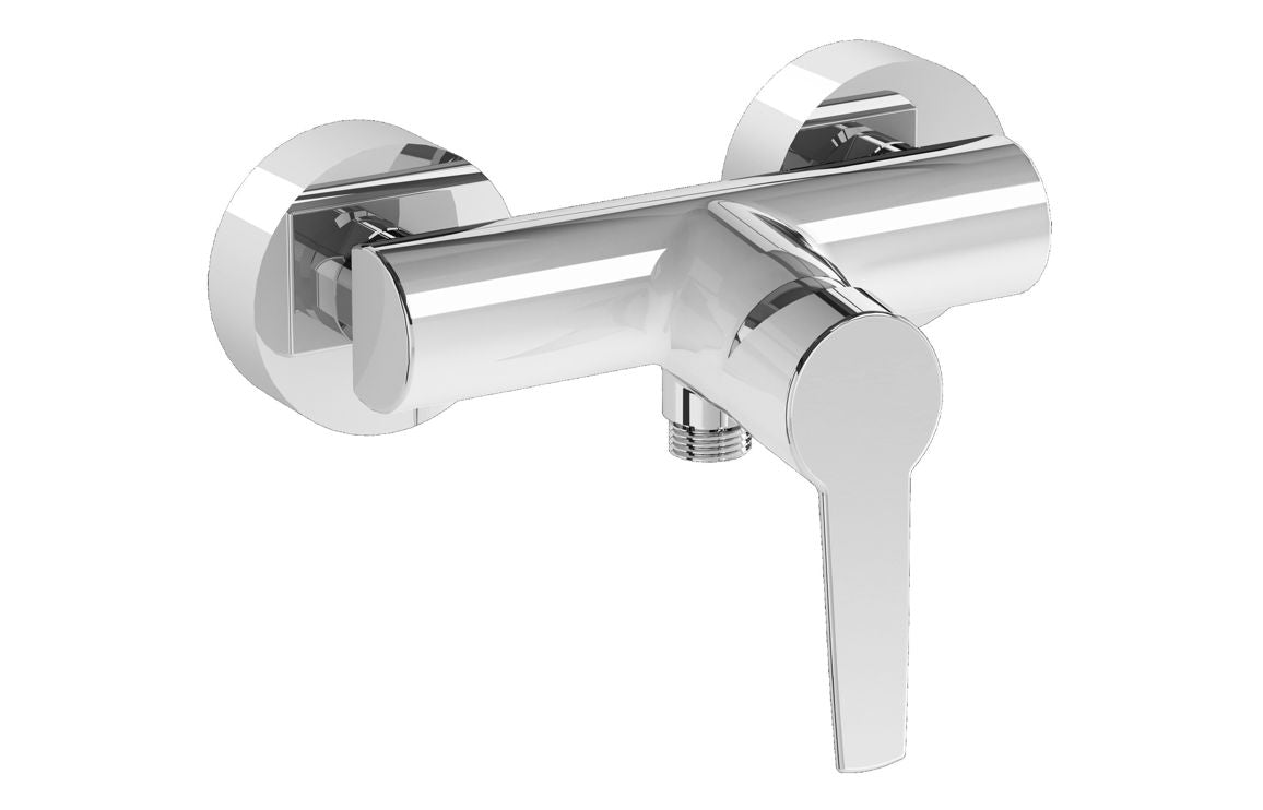 VitrA Solid S Wall Mounted Shower Mixer In Chrome - Hartley & Hall Bathrooms