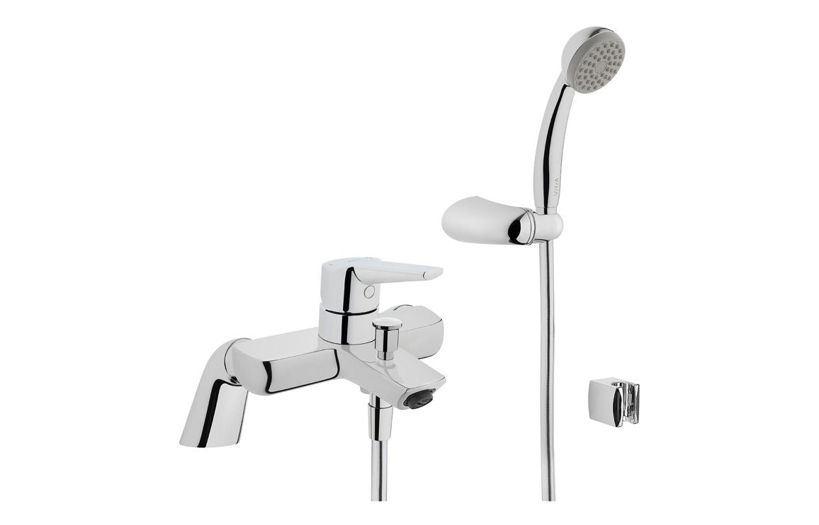 VitrA Solid S Bath/Shower Mixer w/Hand Shower In Chrome - Hartley & Hall Bathrooms