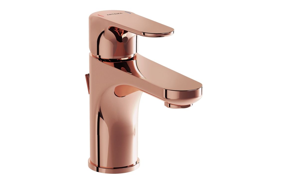 VitrA Root Round Compact Basin Mixer with waste Lever - Hartley & Hall Bathrooms