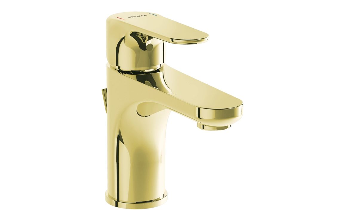 VitrA Root Round Compact Basin Mixer with waste Lever - Hartley & Hall Bathrooms