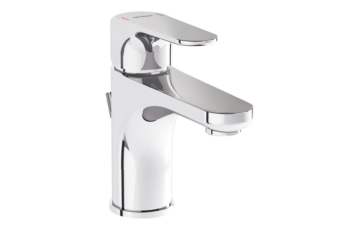 VitrA Root Round Compact Basin Mixer with waste Lever - Hartley & Hall Bathrooms