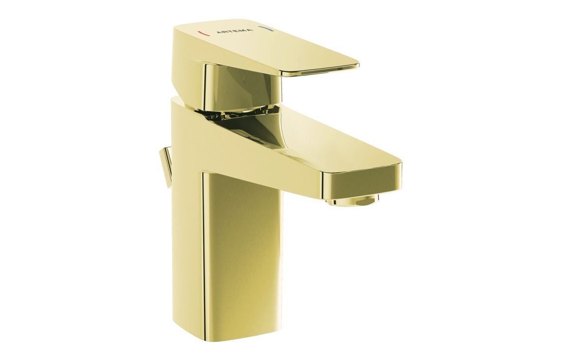 VitrA Root Square Compact Basin Mixer with waste Lever - Hartley & Hall Bathrooms