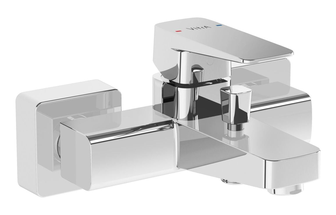 VitrA Root Square Wall Mounted Bath/Shower Mixer - Hartley & Hall Bathrooms