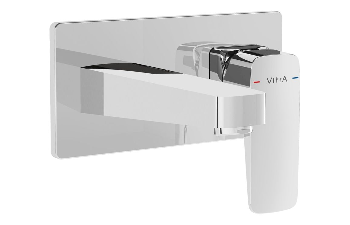 VitrA Root Square Wall Mounted Basin Mixer - Hartley & Hall Bathrooms