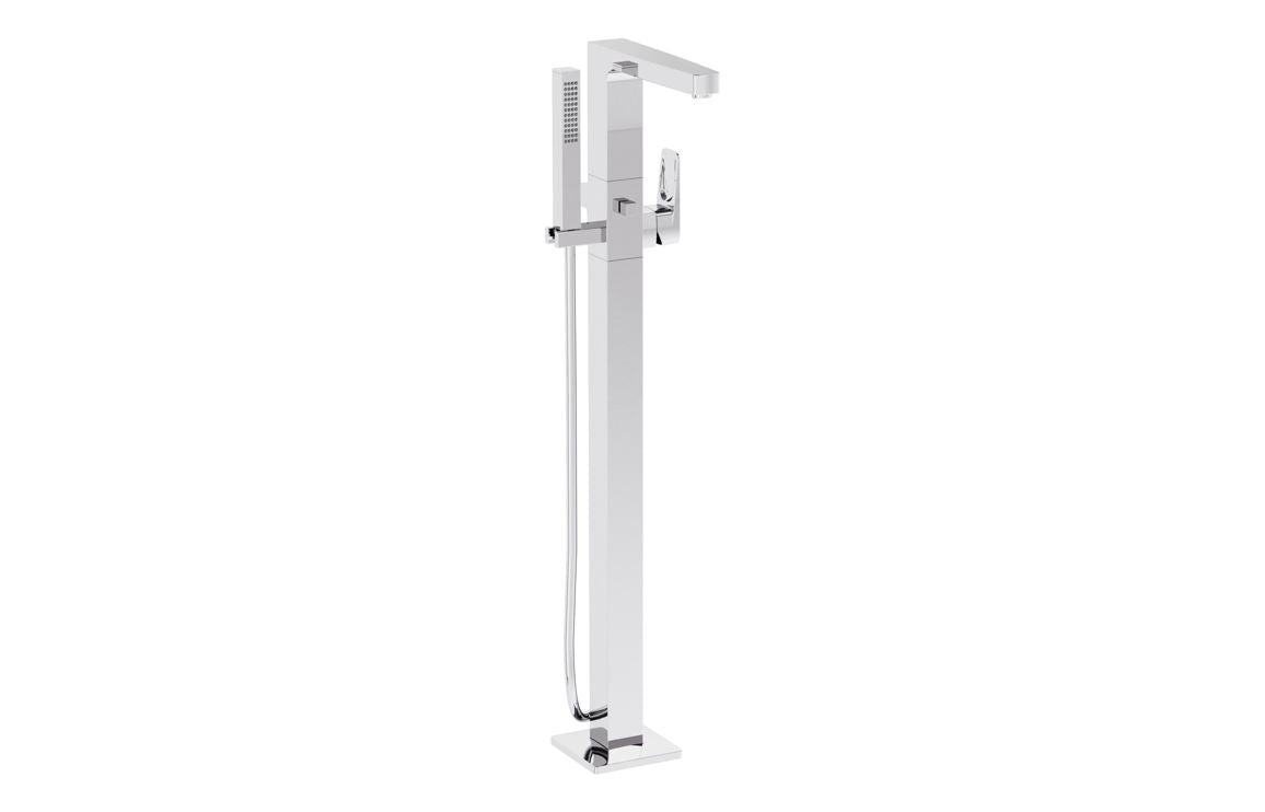 VitrA Root Square Floor Standing Bath/Shower Mixer - Hartley & Hall Bathrooms