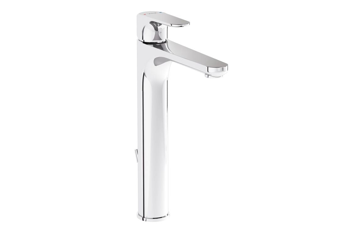 VitrA Root Round Tall Basin Mixer with waste Lever - Hartley & Hall Bathrooms