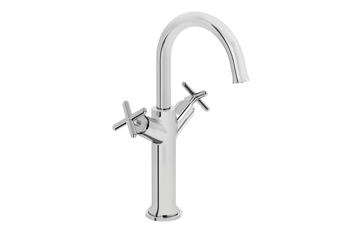 VitrA Origin Classic Tall Basin Mixer (Cross Handles) - Hartley & Hall Bathrooms