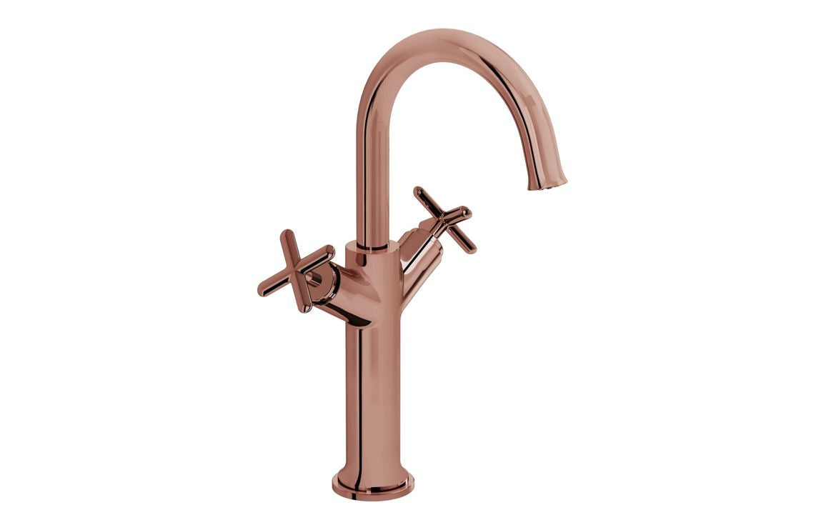 VitrA Origin Classic Tall Basin Mixer (Cross Handles) - Hartley & Hall Bathrooms