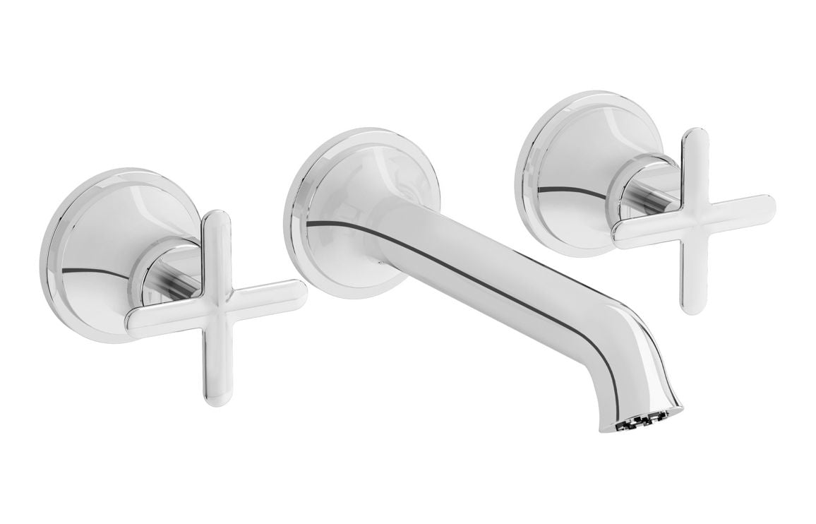 VitrA Origin Classic Wall Mounted 3-Hole Basin Mixer - Hartley & Hall Bathrooms