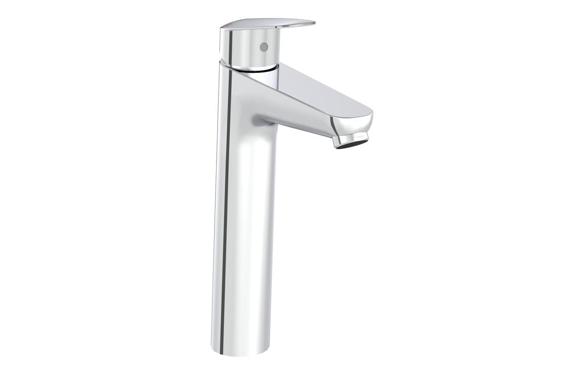 VitrA Flow Chrome Round Tall Basin Mixer - Hartley & Hall Bathrooms
