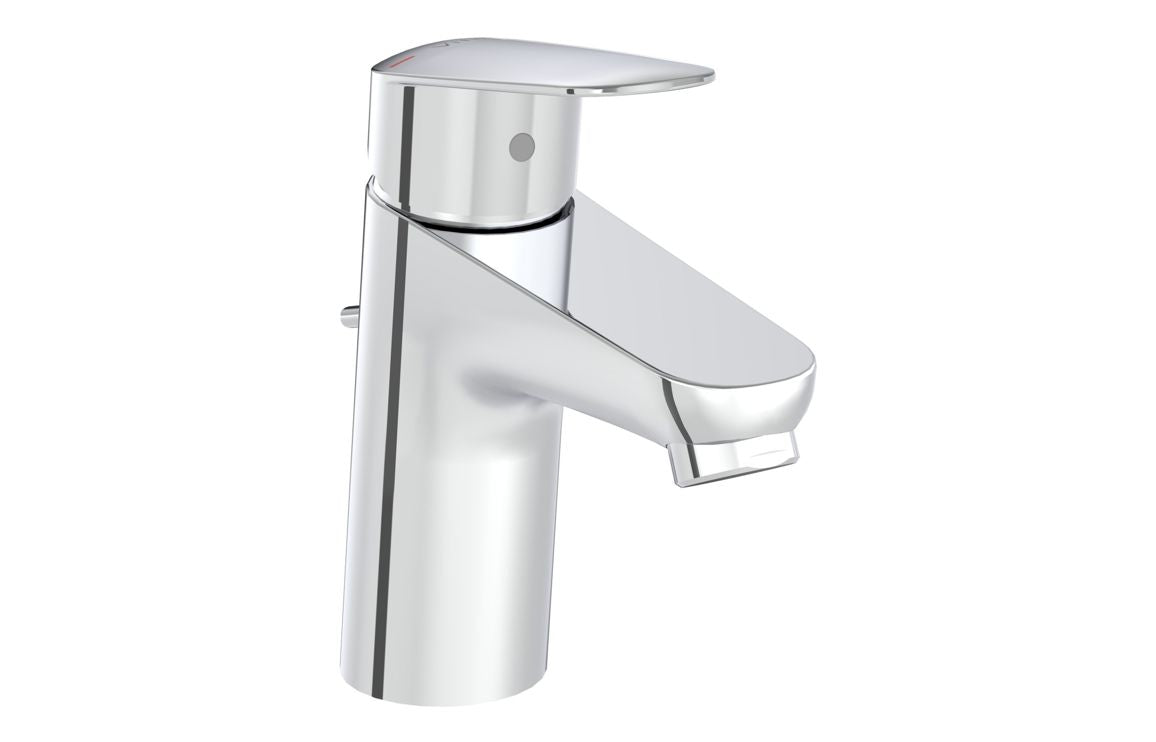 VitrA Flow Chrome Round Basin Mixer with waste Lever - Hartley & Hall Bathrooms