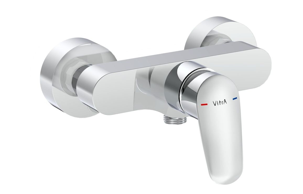 VitrA Flow Chrome Round Wall Mounted Shower Mixer - Hartley & Hall Bathrooms