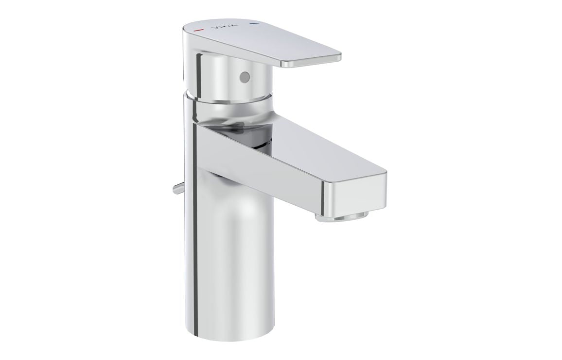 VitrA Flow Square Basin Mixer with waste Lever - Hartley & Hall Bathrooms