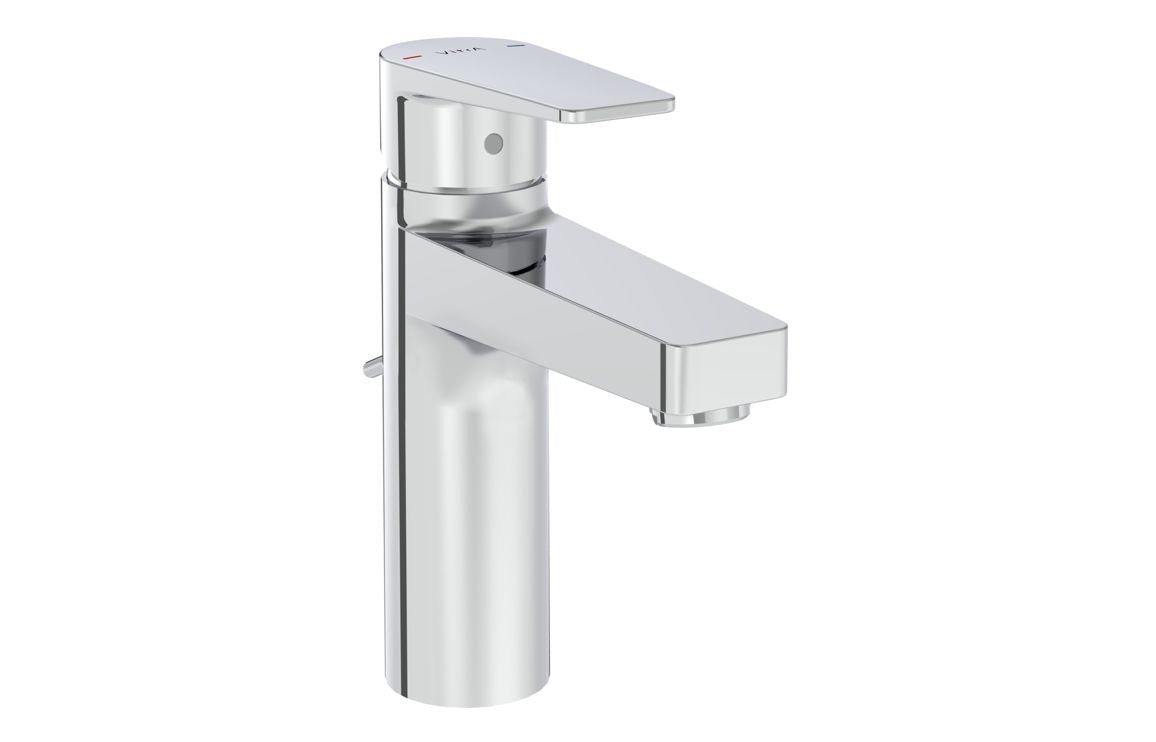 VitrA Flow Square Large Basin Mixer with waste Lever - Hartley & Hall Bathrooms