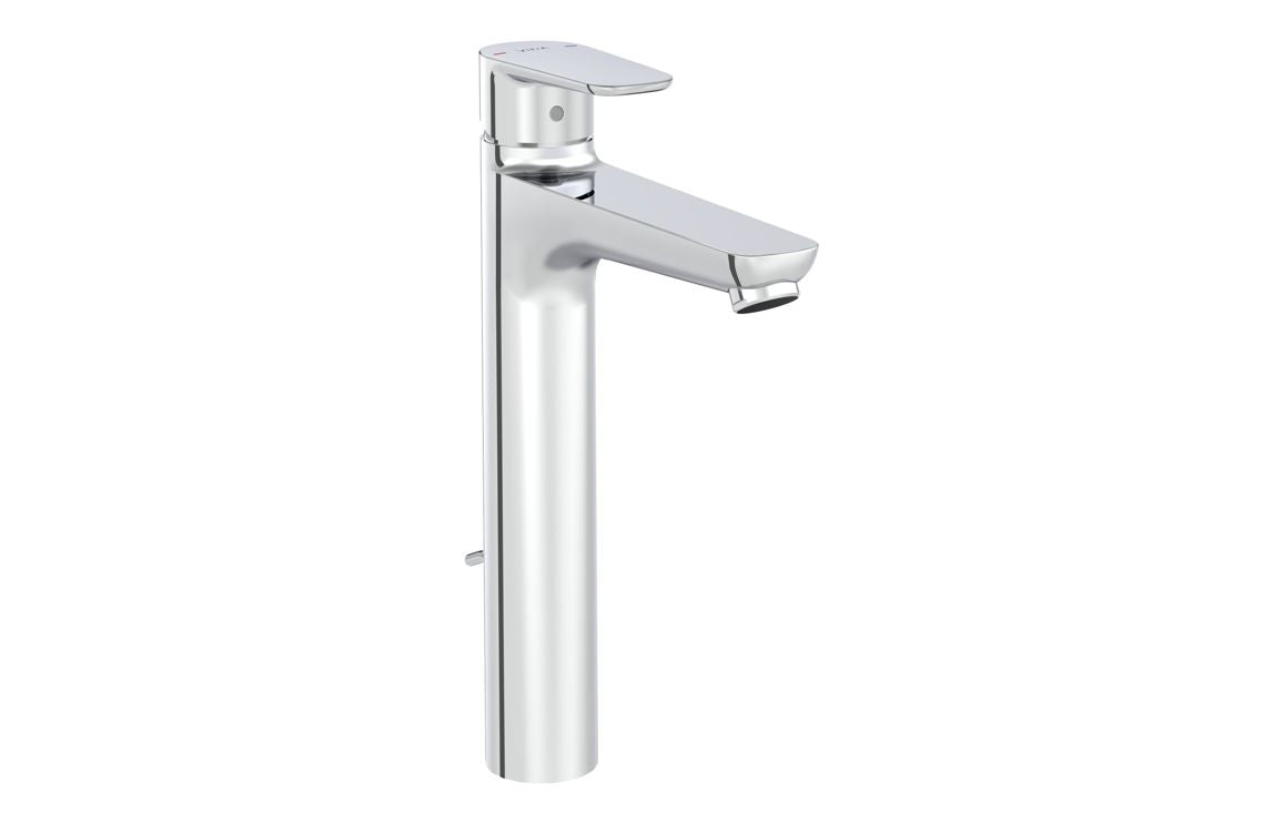 VitrA Flow Soft Tall Basin Mixer with waste Lever - Hartley & Hall Bathrooms
