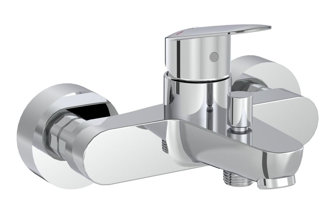 VitrA Flow Chrome Round Wall Mounted Bath/Shower Mixer - Hartley & Hall Bathrooms