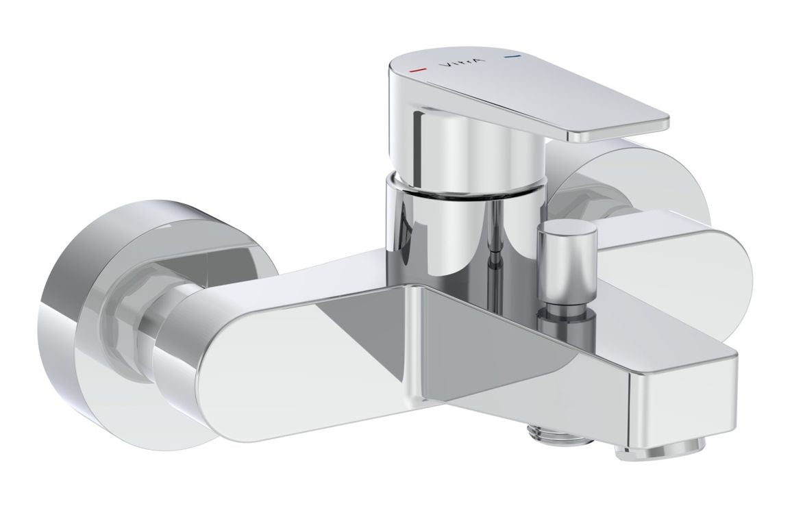 VitrA Flow Square Wall Mounted Bath/Shower Mixer - Hartley & Hall Bathrooms