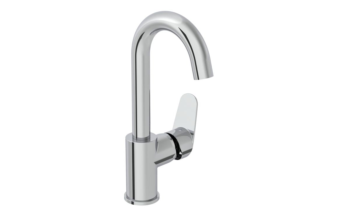 VitrA Flow Chrome Round Swivel Basin Mixer - Hartley & Hall Bathrooms