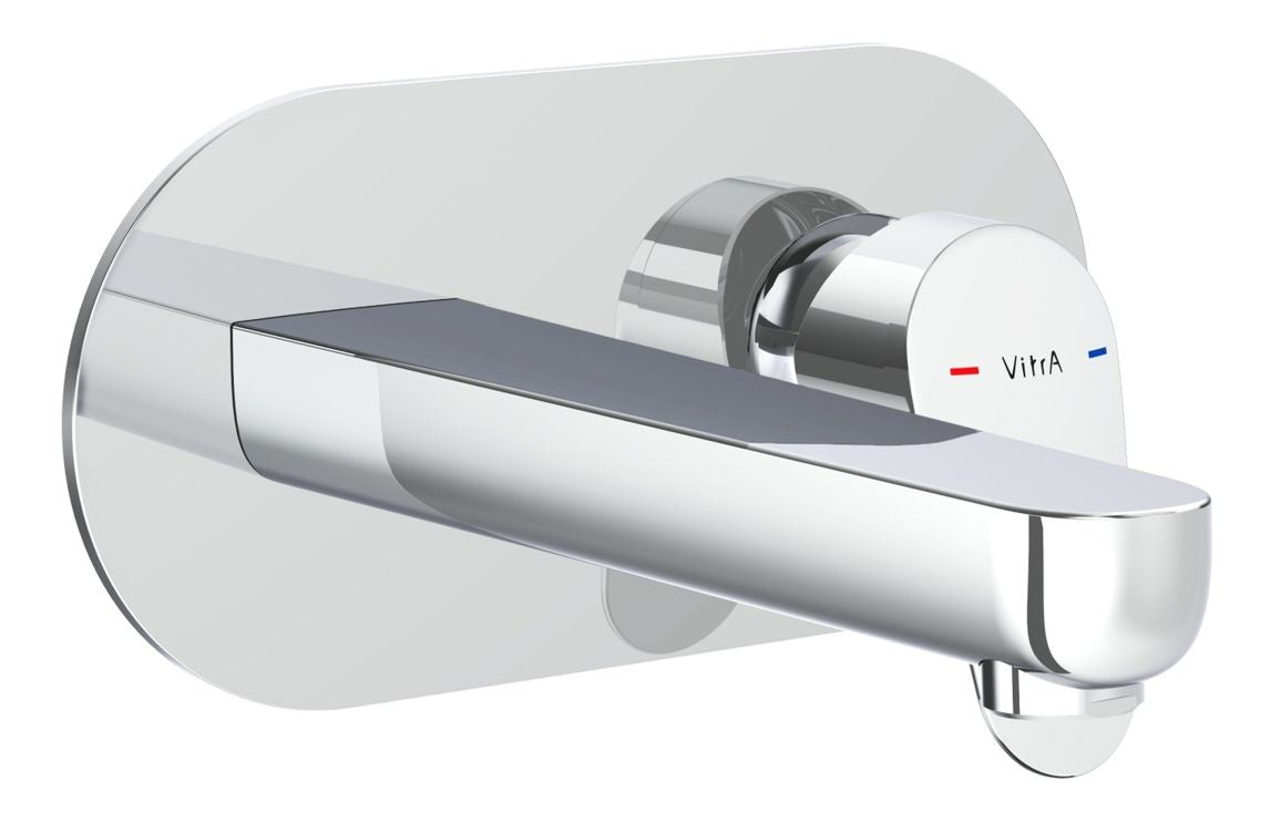 VitrA Flow Chrome Round Wall Mounted Basin Mixer - Hartley & Hall Bathrooms