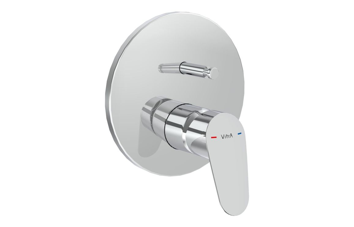 VitrA Flow Chrome Round Wall Mounted Bath Mixer Valve - Hartley & Hall Bathrooms